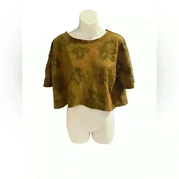 Zara crop tee with velvet leaf pattern MEDIUM - Picture 3 of 5